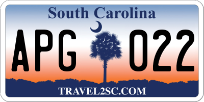 SC license plate APG022