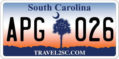 SC license plate APG026