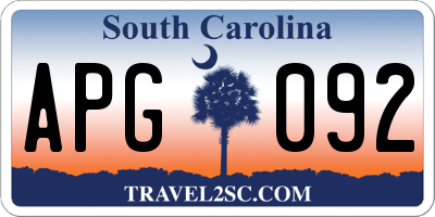 SC license plate APG092
