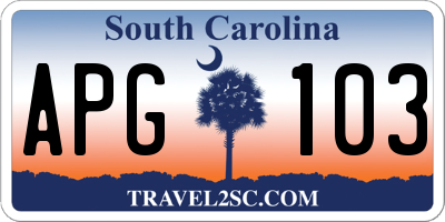 SC license plate APG103