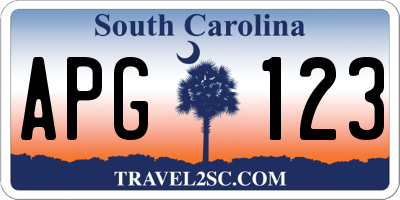 SC license plate APG123