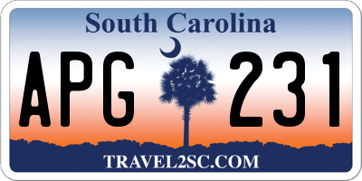 SC license plate APG231