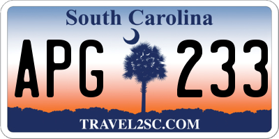SC license plate APG233
