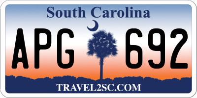 SC license plate APG692
