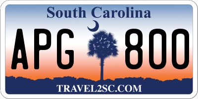 SC license plate APG800