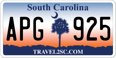 SC license plate APG925