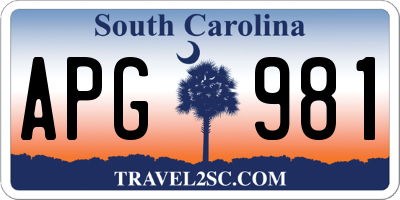 SC license plate APG981