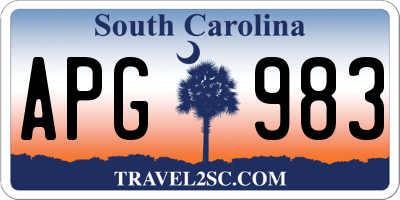 SC license plate APG983