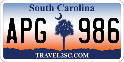 SC license plate APG986