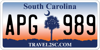 SC license plate APG989