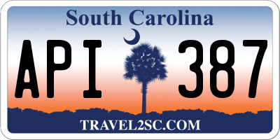 SC license plate API387