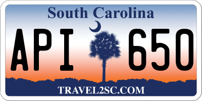 SC license plate API650
