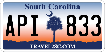 SC license plate API833