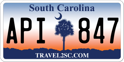 SC license plate API847