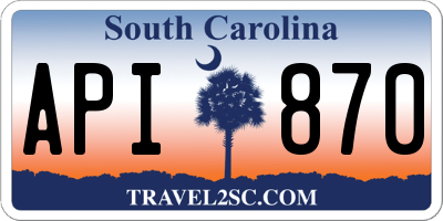 SC license plate API870