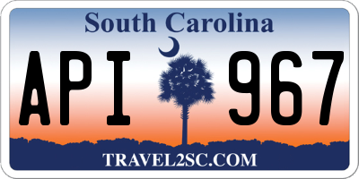 SC license plate API967