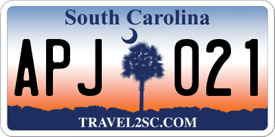 SC license plate APJ021