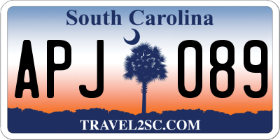 SC license plate APJ089
