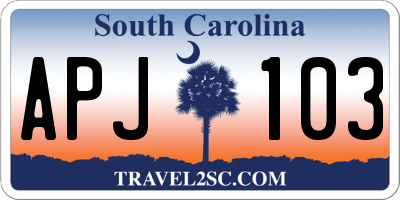 SC license plate APJ103
