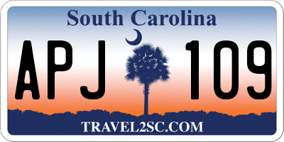 SC license plate APJ109
