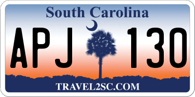 SC license plate APJ130