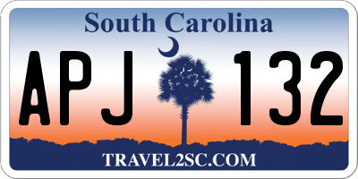SC license plate APJ132