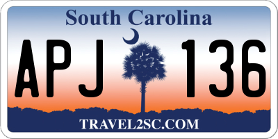 SC license plate APJ136