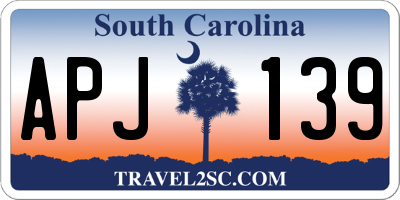 SC license plate APJ139