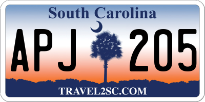 SC license plate APJ205