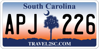 SC license plate APJ226