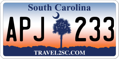 SC license plate APJ233