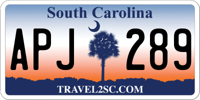 SC license plate APJ289