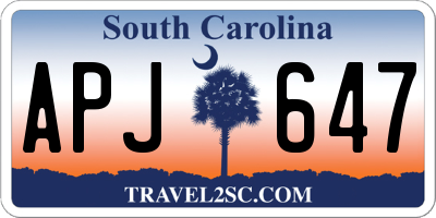 SC license plate APJ647