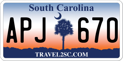SC license plate APJ670