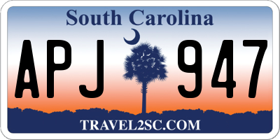 SC license plate APJ947