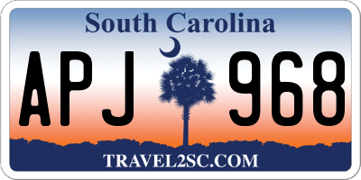 SC license plate APJ968