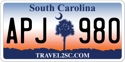 SC license plate APJ980