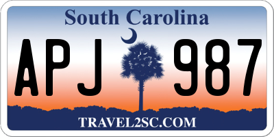 SC license plate APJ987