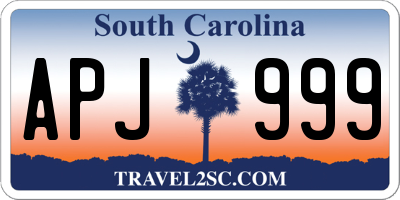 SC license plate APJ999