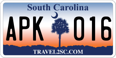 SC license plate APK016