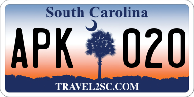 SC license plate APK020