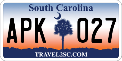 SC license plate APK027