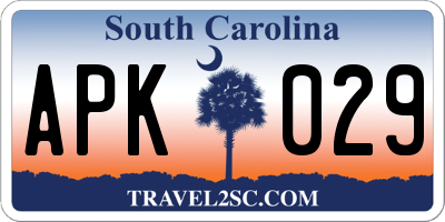 SC license plate APK029
