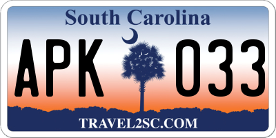 SC license plate APK033
