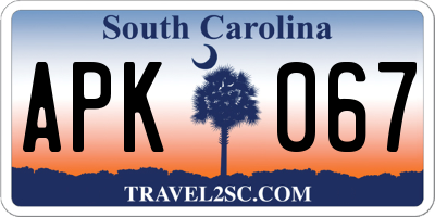 SC license plate APK067