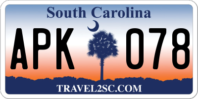 SC license plate APK078