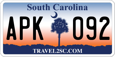 SC license plate APK092