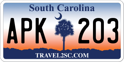 SC license plate APK203