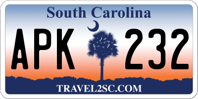SC license plate APK232