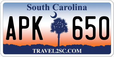 SC license plate APK650